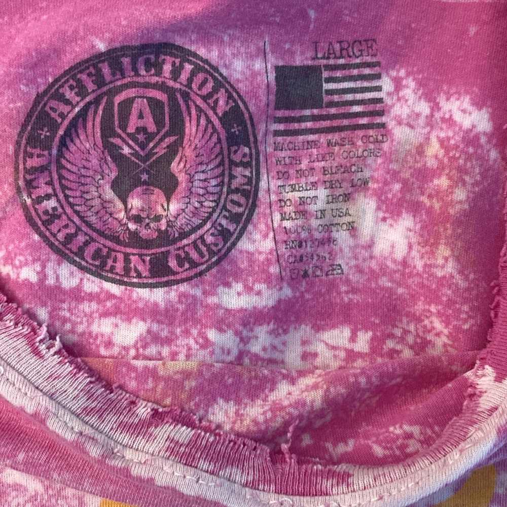 Affliction Distressed Tee T Shirt pink - Picture 6 of 9